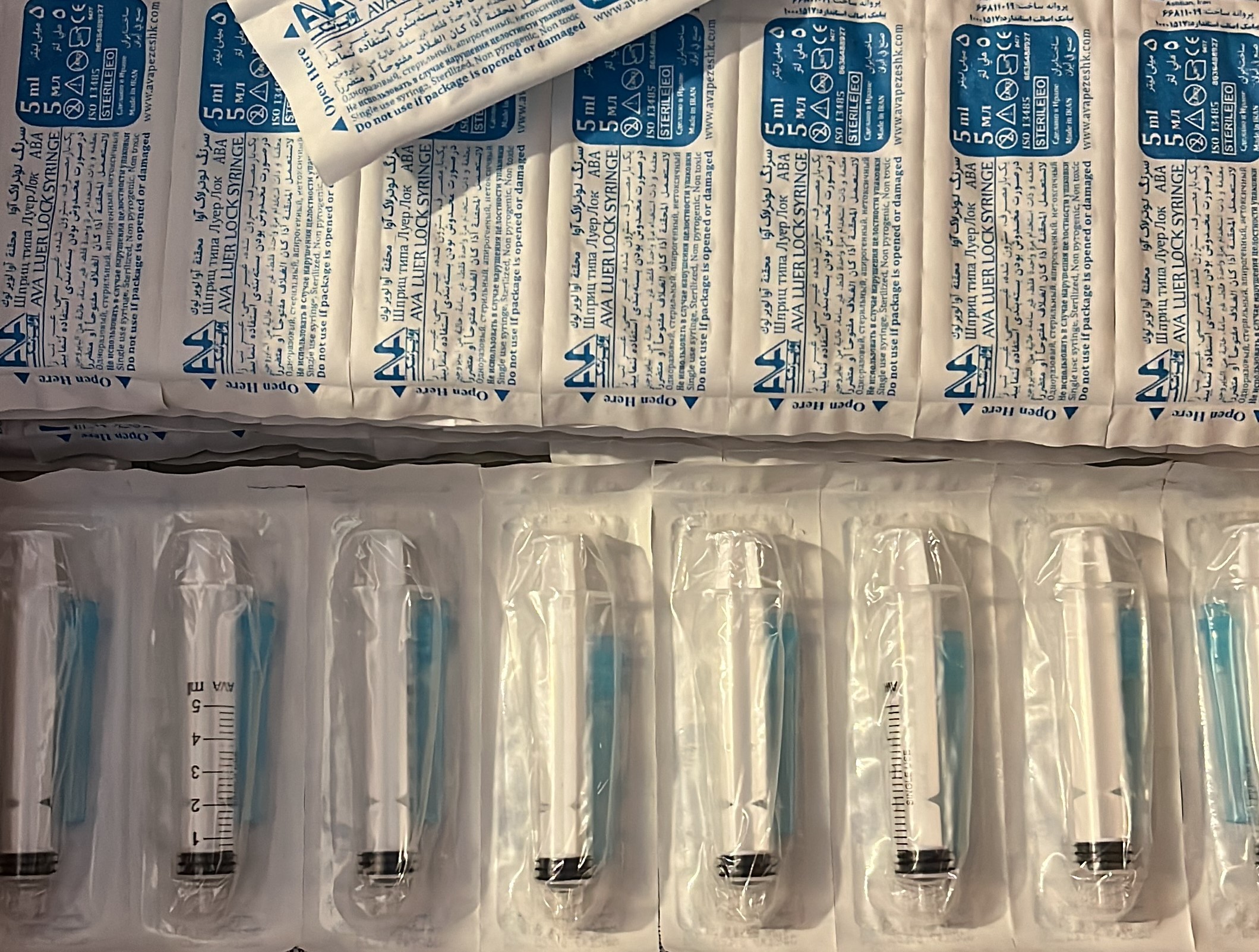 سرنگ شستشو آوا 5 سی سی لوئرلاک (هر بسته ۱۰۰ عددی)