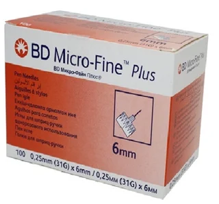 سر سوزن قلم انسولین BD سایز 6 میلی متر (هر بسته 100 عددی)