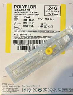 آنژیوکت زرد POLYFLON (هر بسته 100 عددی)