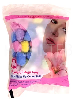 پنبه توپک رنگی آرایشی گل کاوه ۵۰ گرمی