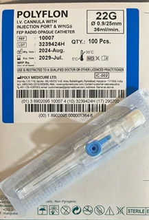 آنژیوکت آبی POLYFLON (هر بسته 100 عددی)